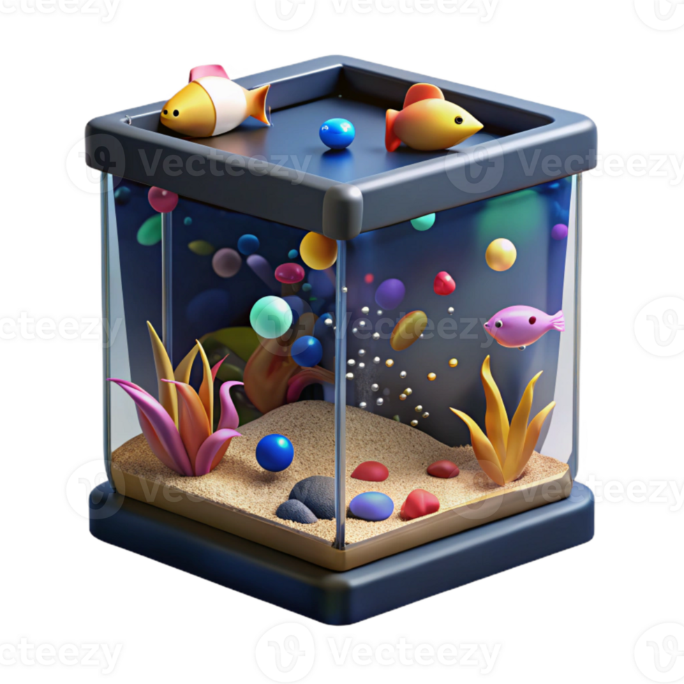 impressive abstract Dimly Lit Fish Tank Isolated Dark Background professional png