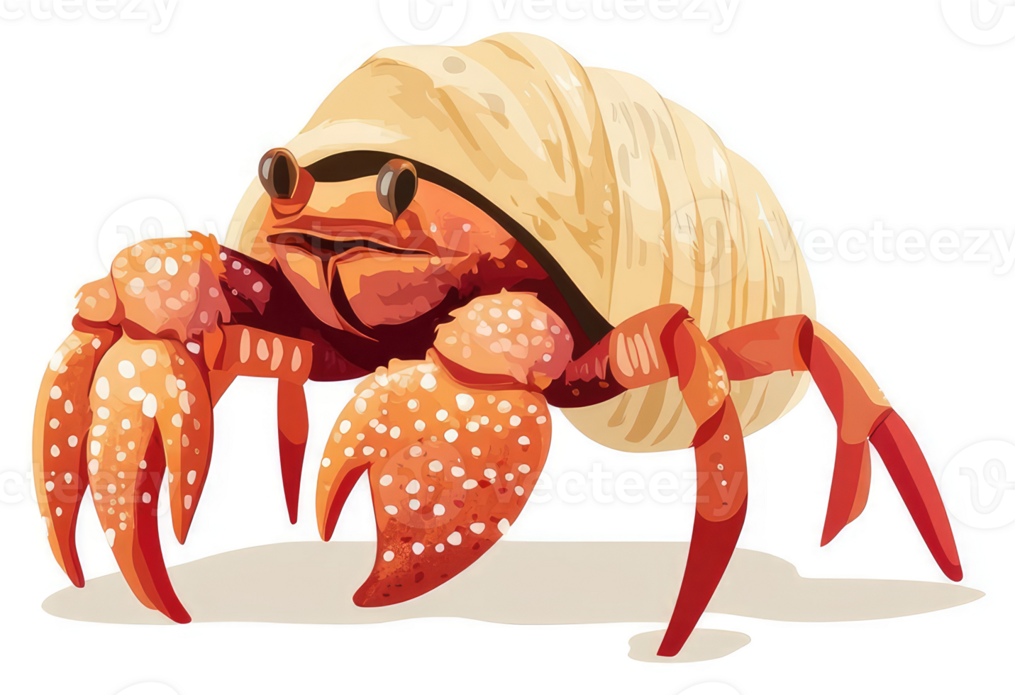 A vibrant illustration of a hermit crab in a seashell. png