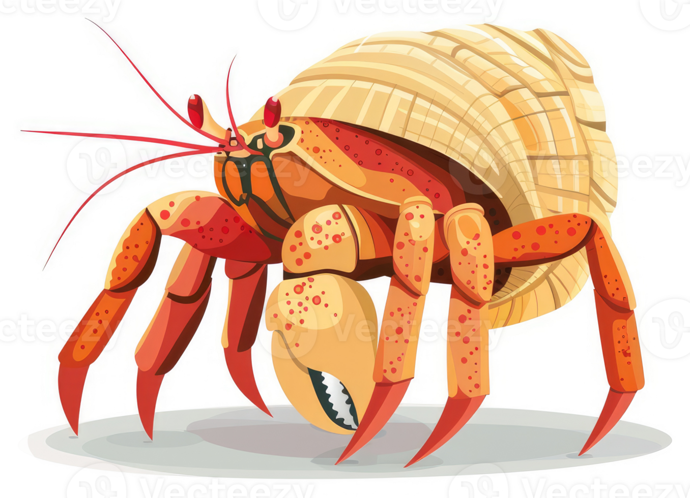 A colorful illustration of a hermit crab. png