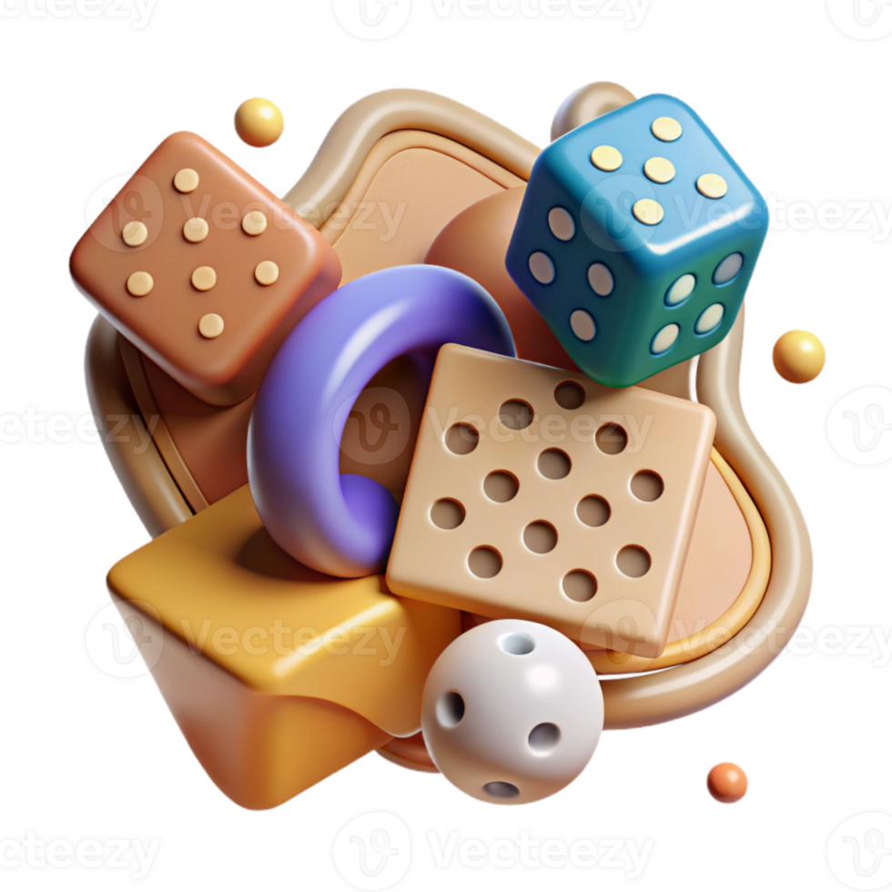 impressive vintage Classic Board Game Pieces Isolated with Dice original png