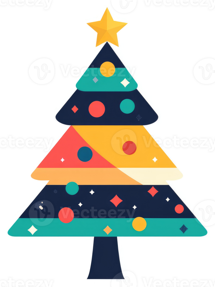 A colorful abstract christmas tree design with geometric shapes. png