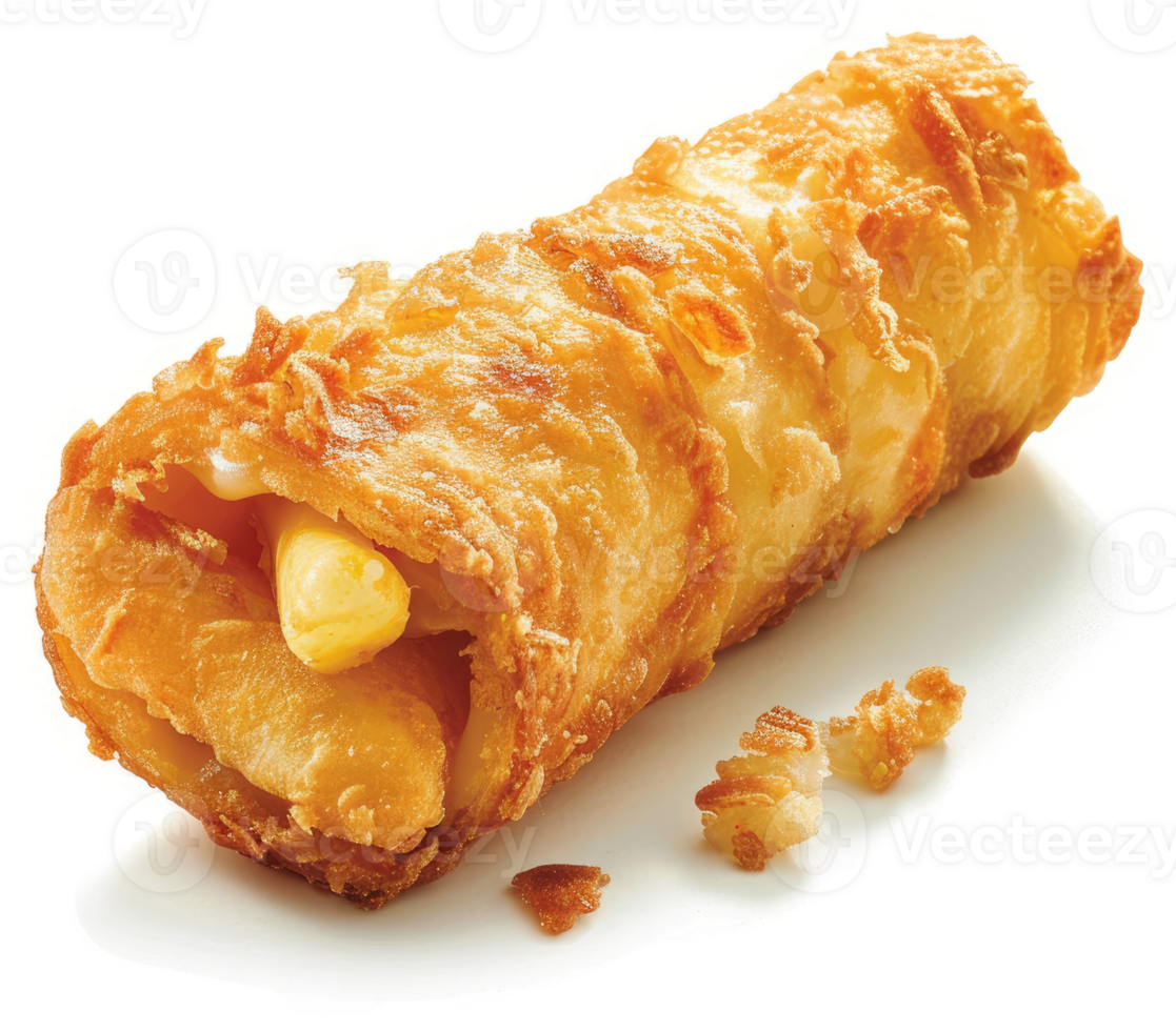 A crispy, golden-brown fried roll filled with savory ingredients. png