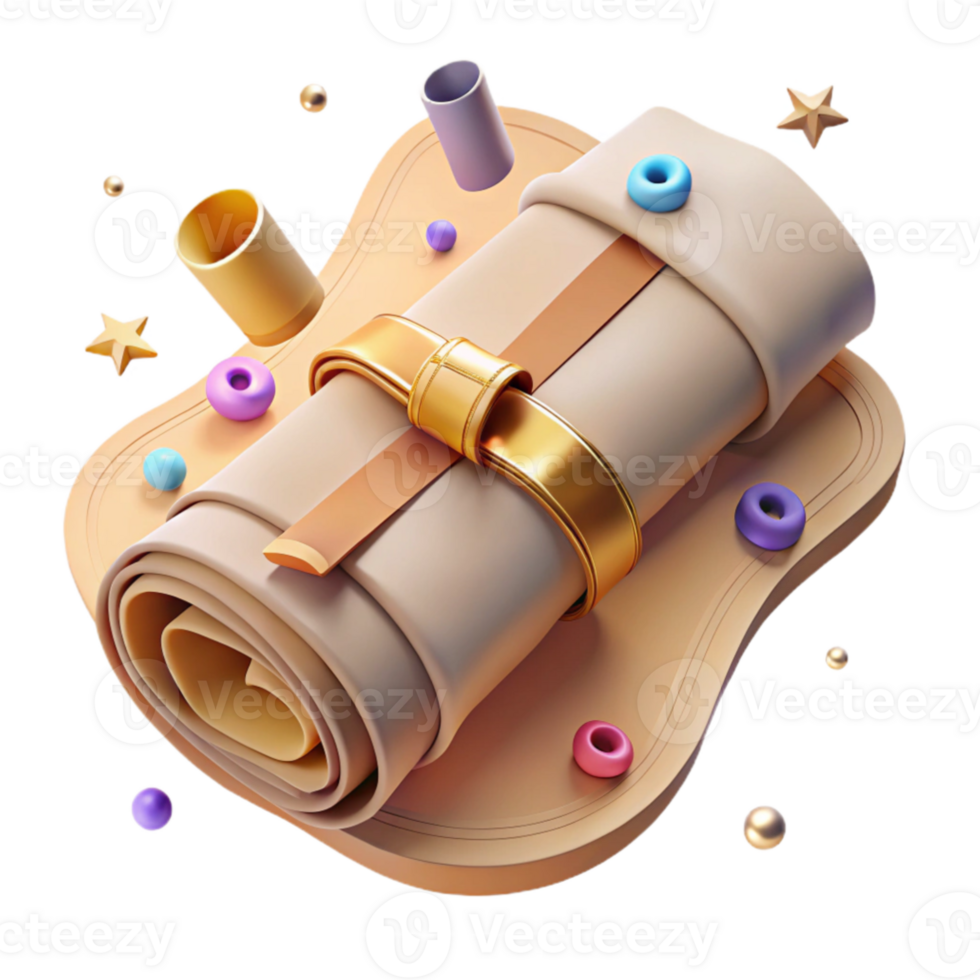 vibrant artistic Antique Map Rolled Up Transparent Background png