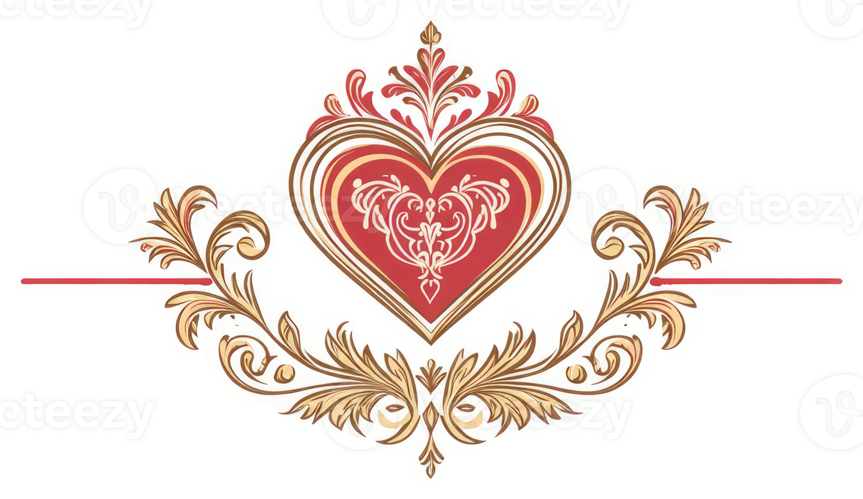 Ornate heart design with decorative flourishes. png