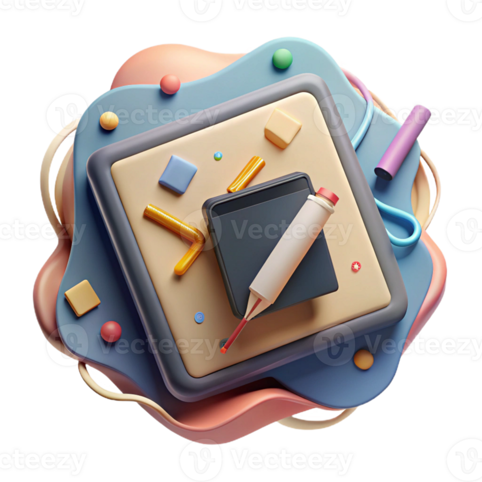 beautiful classic Educational Technology Icon Tablet and Stylus Isolated original png