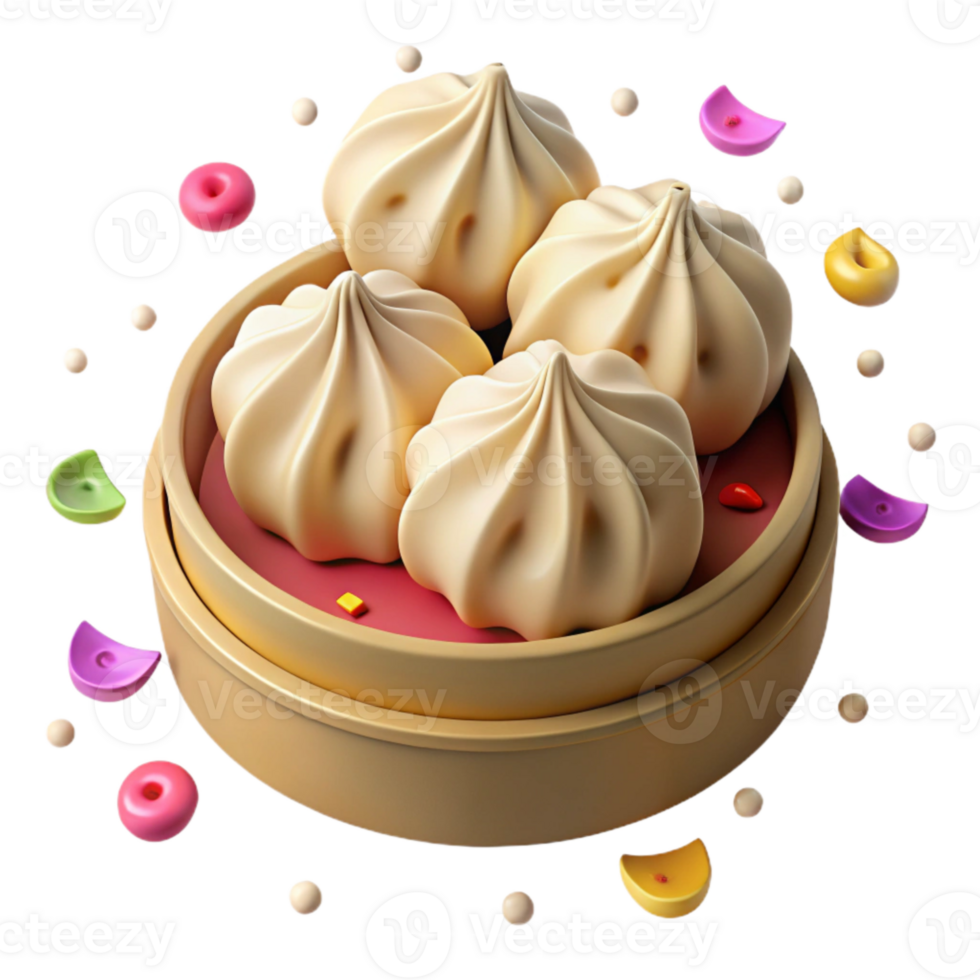 beautiful vintage Chinese Dumplings Steamed Pork Filling Isolated Cutout exclusive png