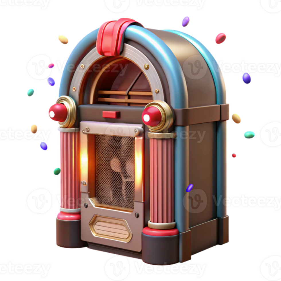 elegant abstract Classic Jukebox Front View Isolated on Transparent Background original png