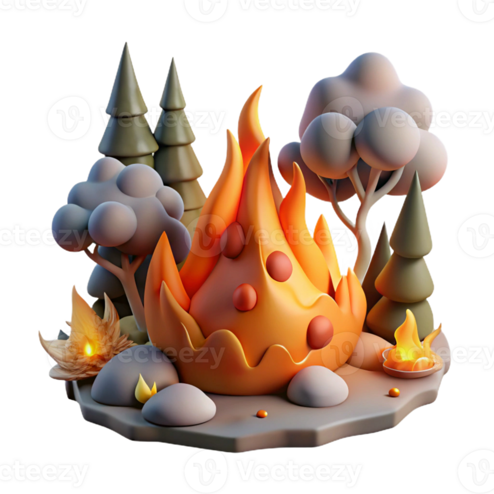 magnificent vintage Burning Forest Climate Impact Transparent Element premium png