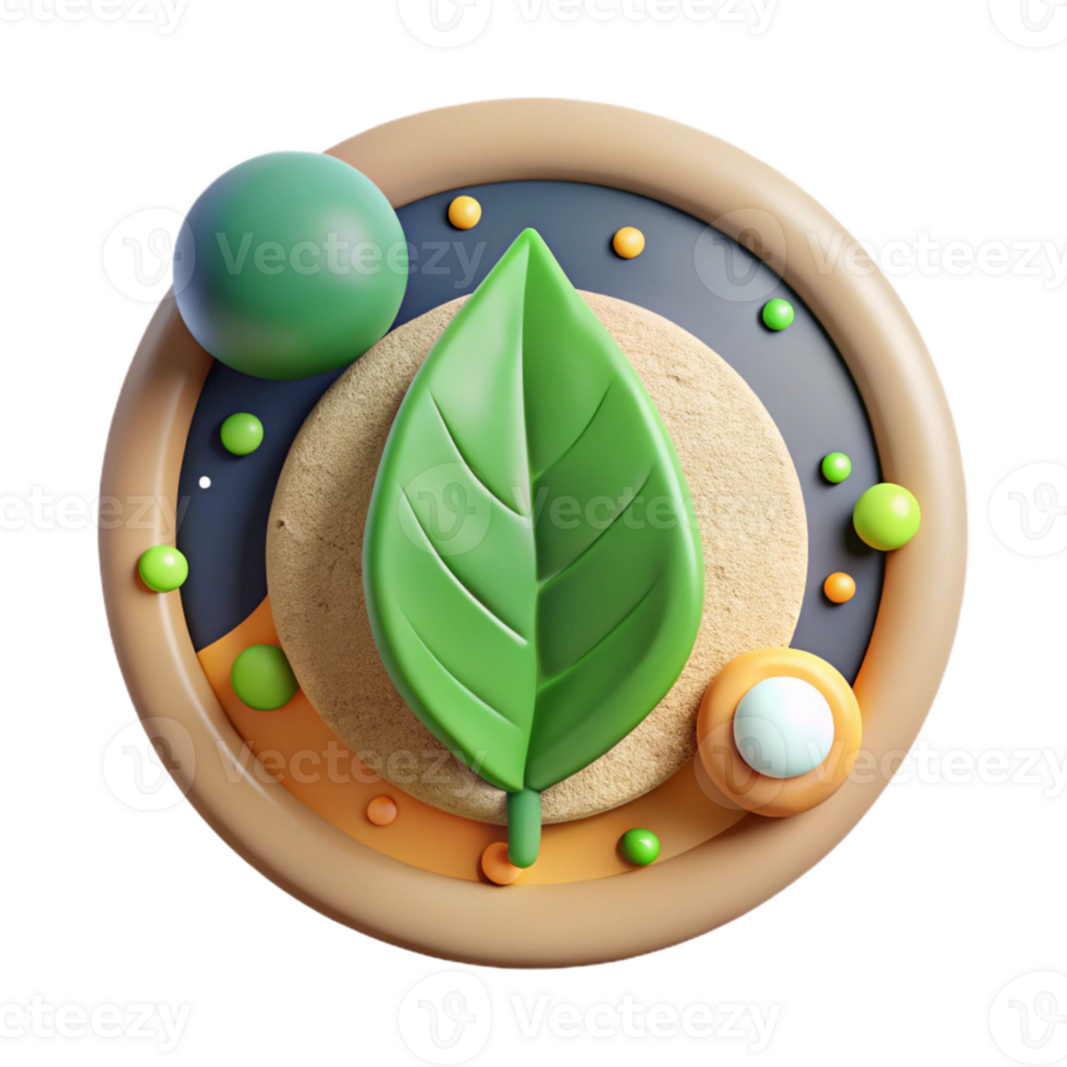 stunning rustic Environmental Protection Icon Front View with Green Leaf Cutout detailed png