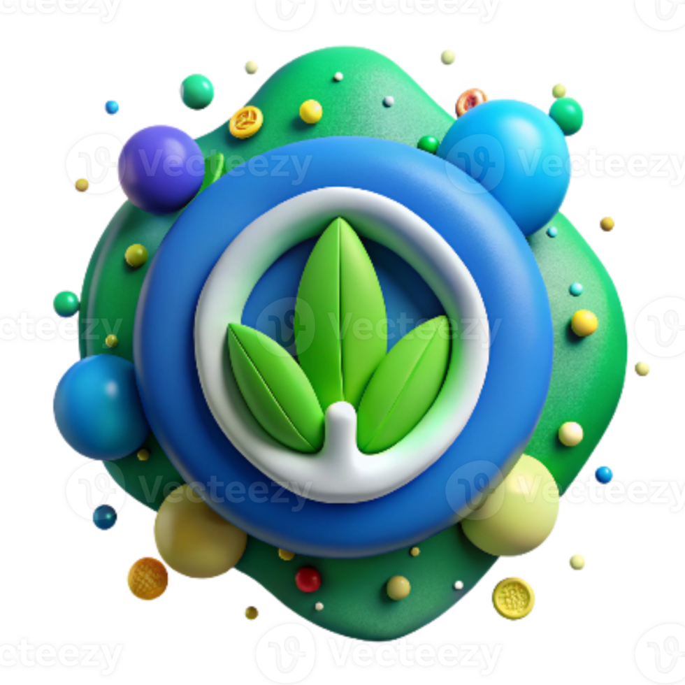 serene classic Biodiversity Symbol Cutout with Green and Blue png