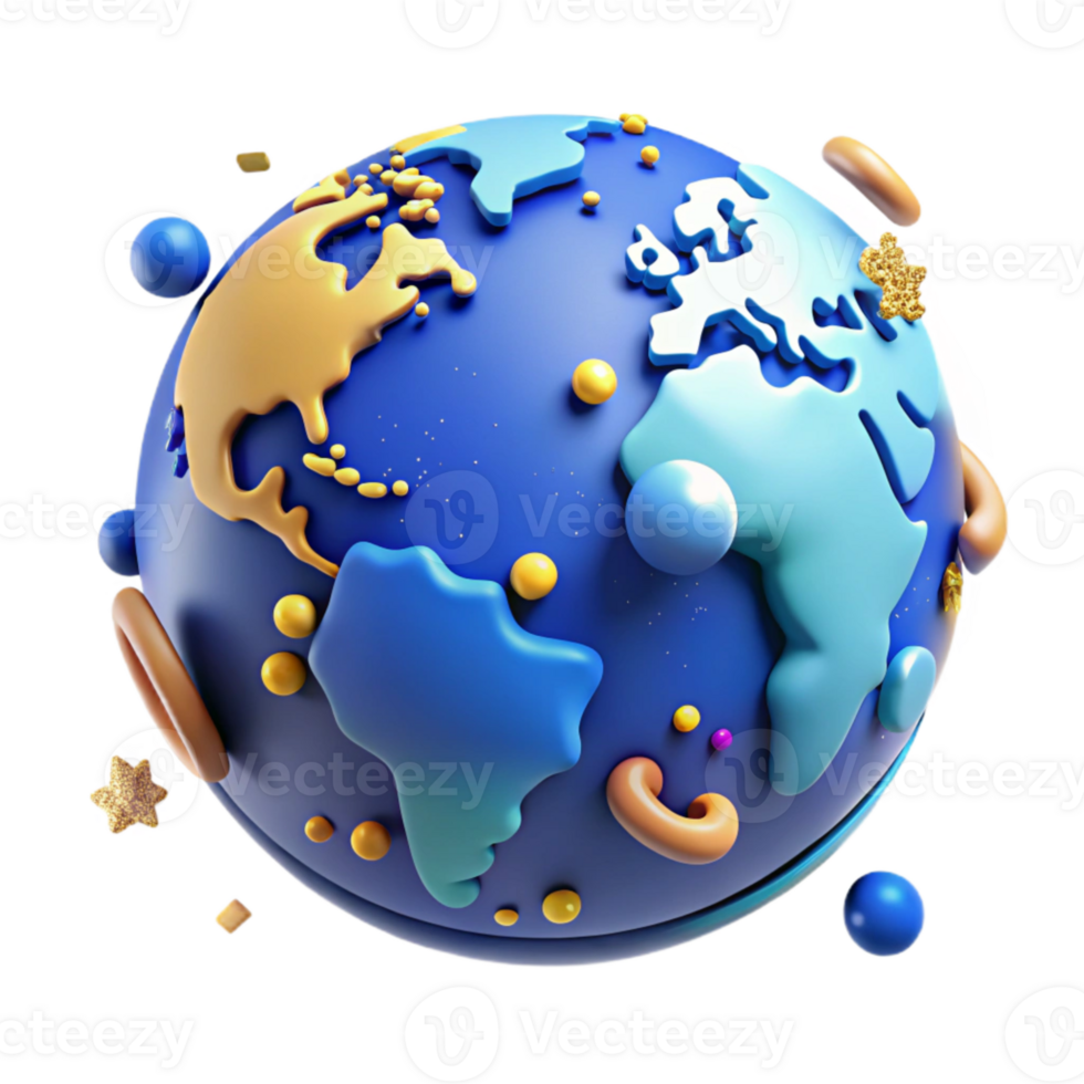 wonderful abstract Detailed World Map Blue Hues Isolated high quality png