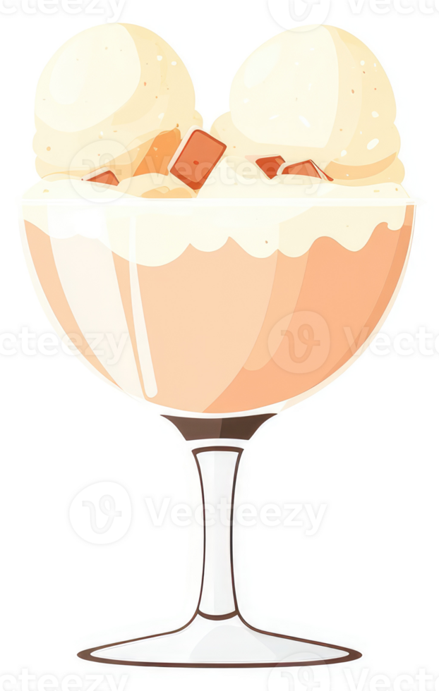 A refreshing ice cream dessert in a fancy glass bowl. png