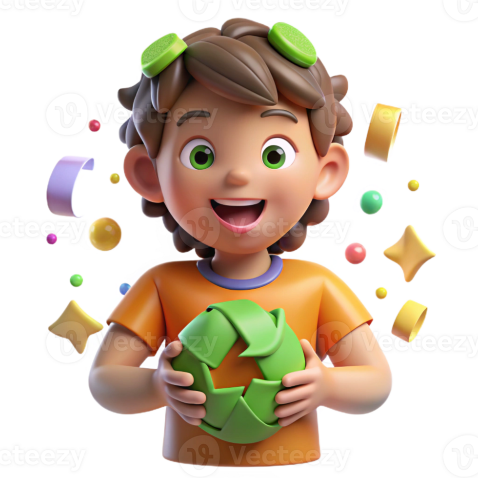 wonderful modern Child Holding Recycling Symbol Cutout high quality png