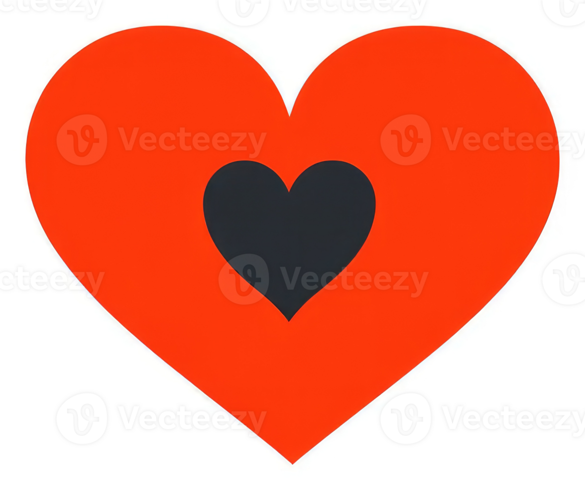 A red heart shape with a smaller black heart inside. png