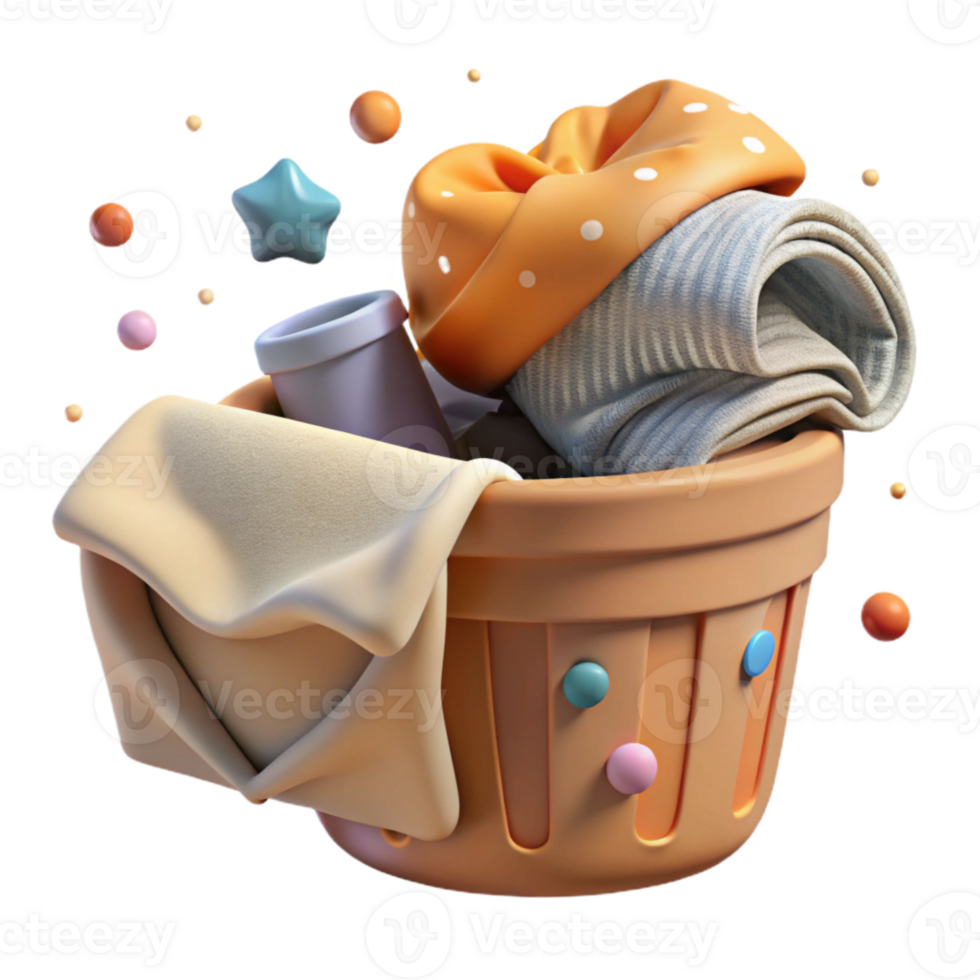 vibrant artistic Cloth Diapers and Laundry Basket Cutout high quality png