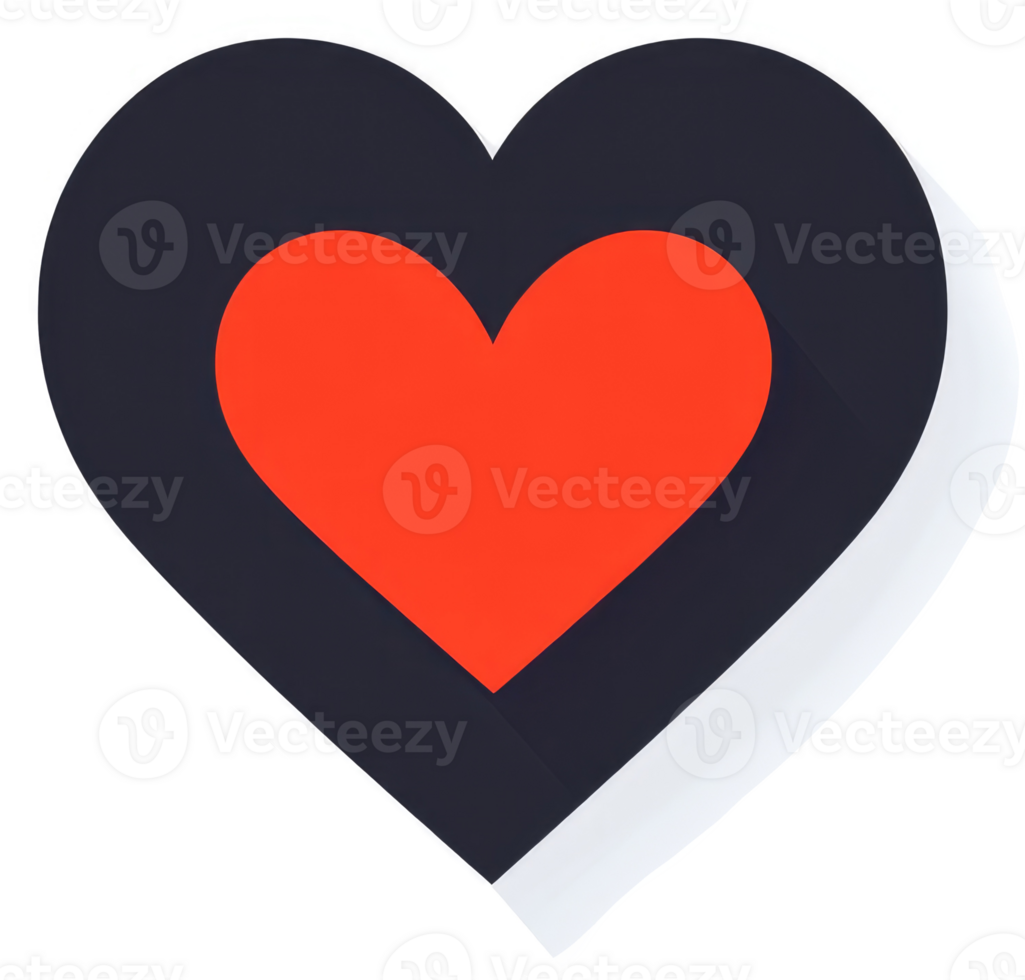 A vibrant red heart icon, layered over a dark silhouette, symbolizing love and connection. png