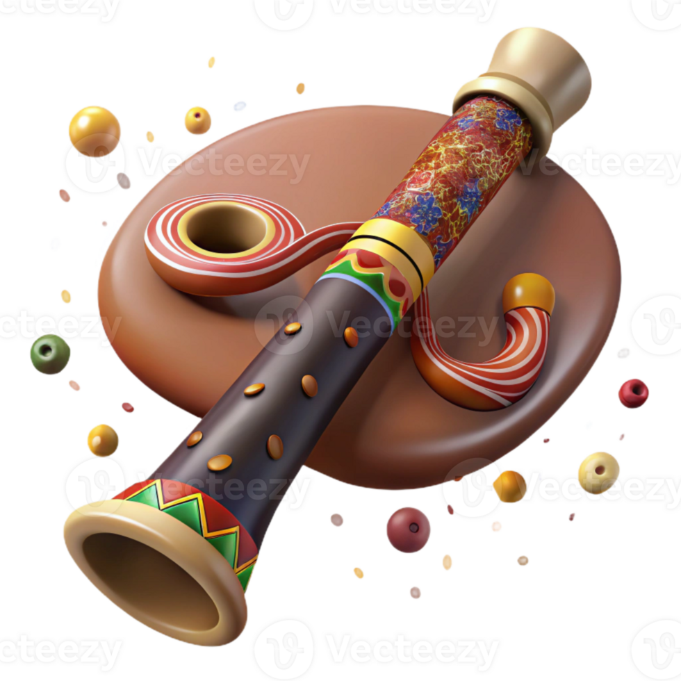 impressive vintage Didgeridoo with Aboriginal Art Isolated Element authentic png