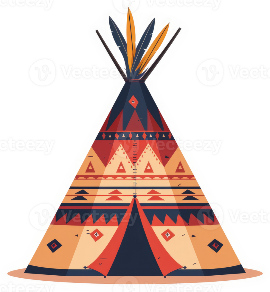 Colorful illustration of a traditional teepee. png