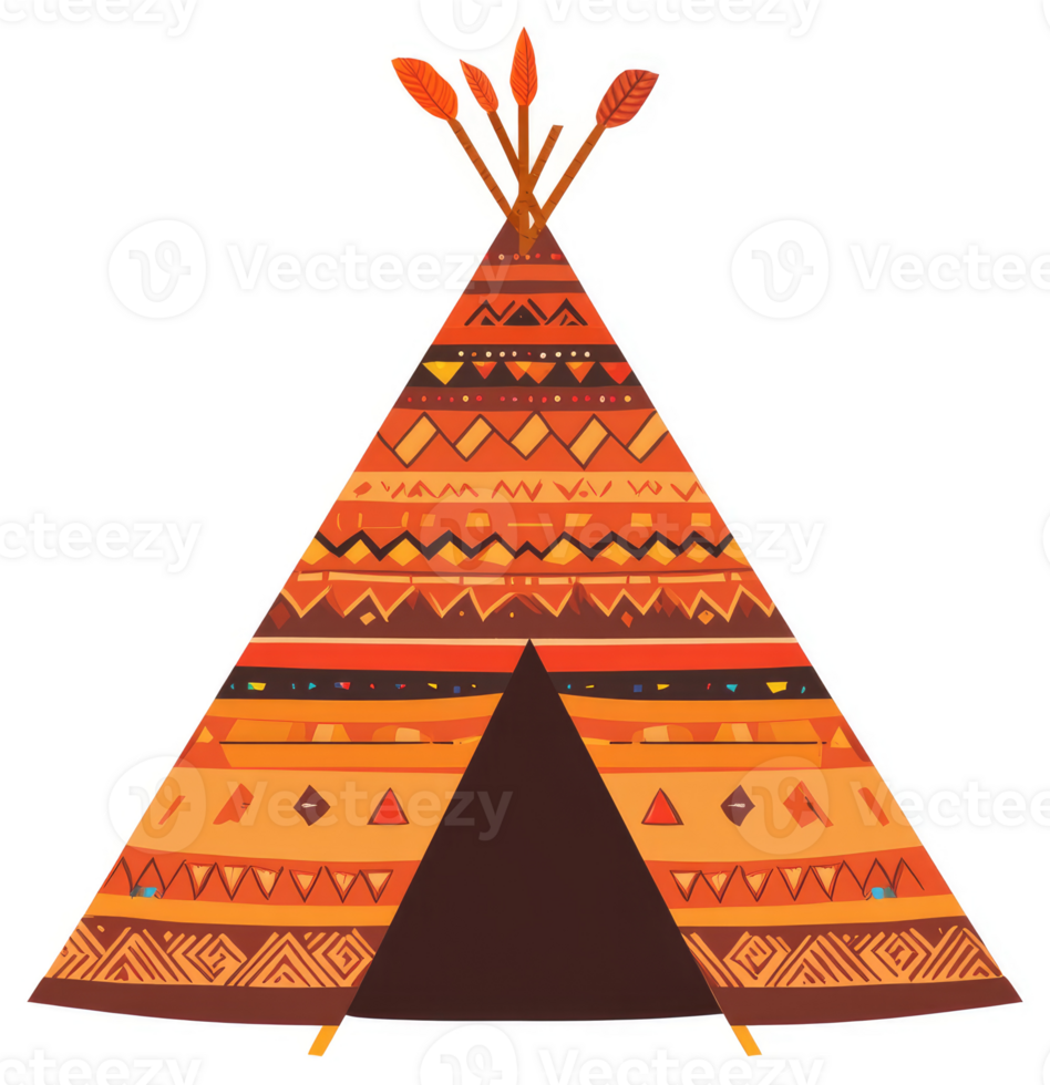 A colorful, decorated teepee with intricate patterns. png