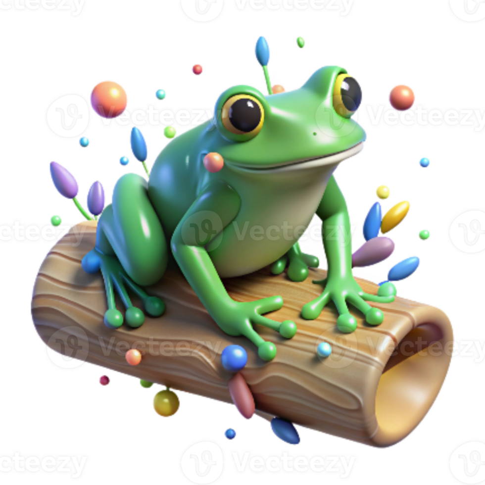 impressive abstract Frog on a Log Cutout Isolated with Shadows high resolution png