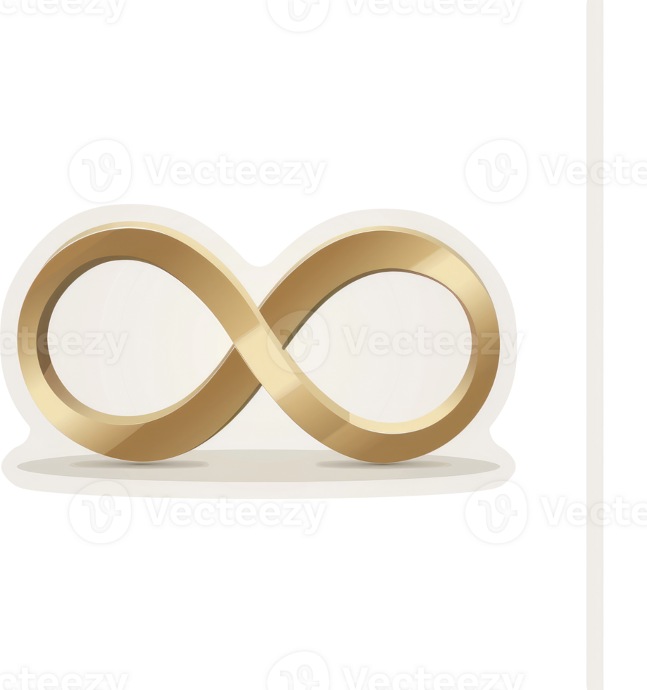 A golden infinity symbol on a light beige background. png