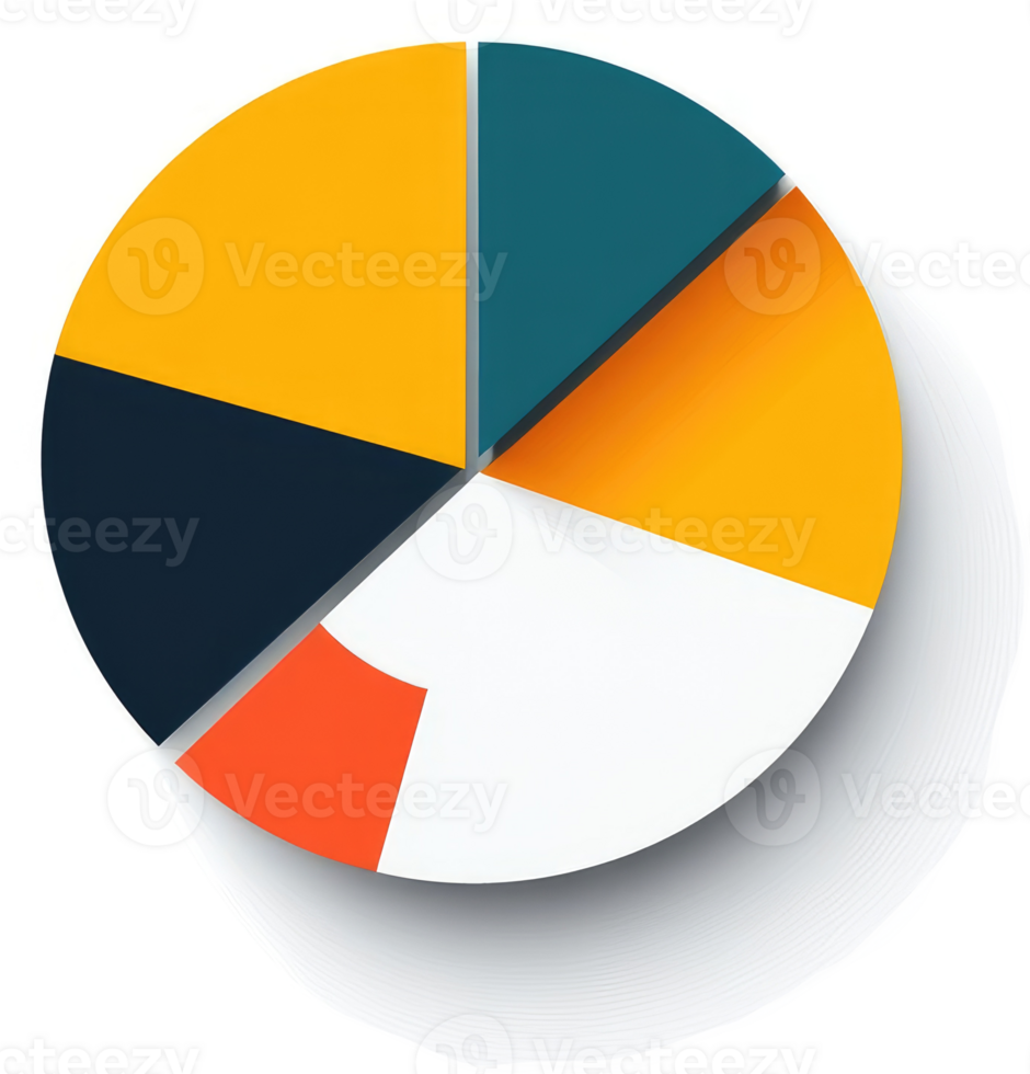 A five-section pie chart illustrating proportional data. png