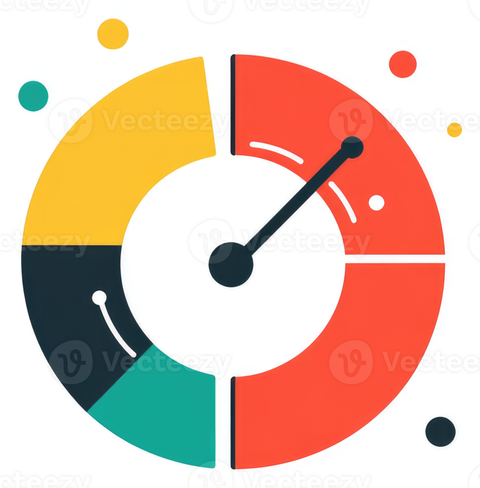 A colorful pie chart illustrating segmented data proportions. png