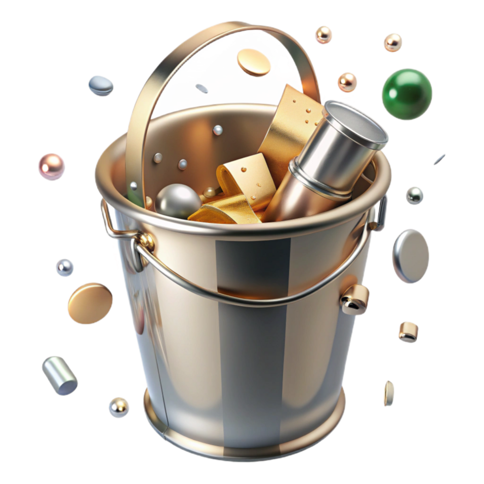 wonderful creative Empty Bait Bucket Transparent Background Metal premium png