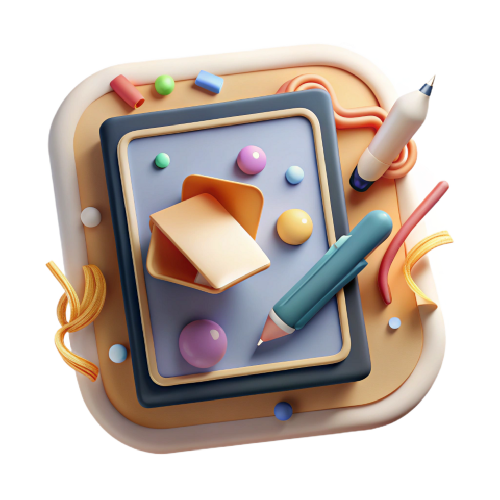 extraordinary minimalist Educational Technology Icon Tablet and Stylus Isolated exclusive png