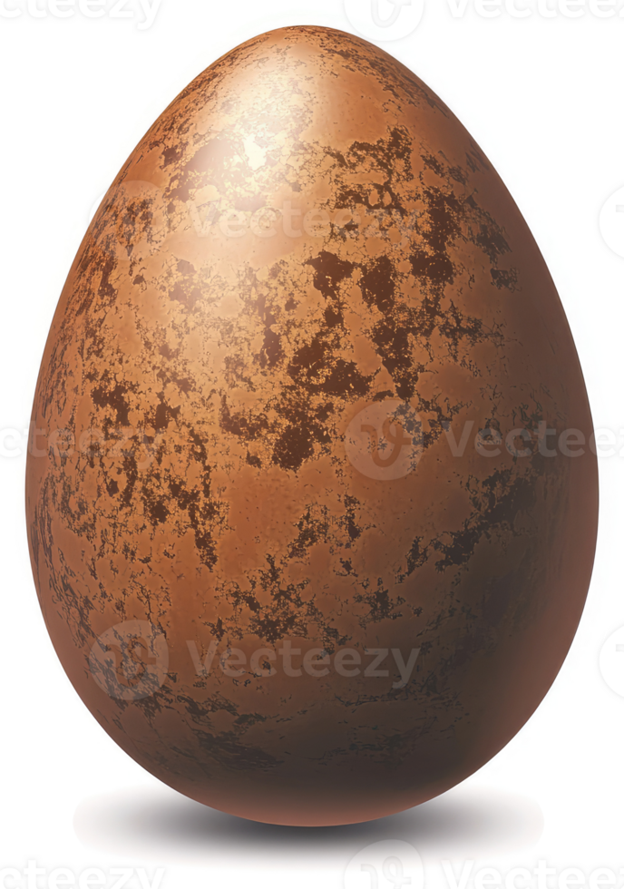 A rustic, aged-copper-colored chocolate easter egg. png