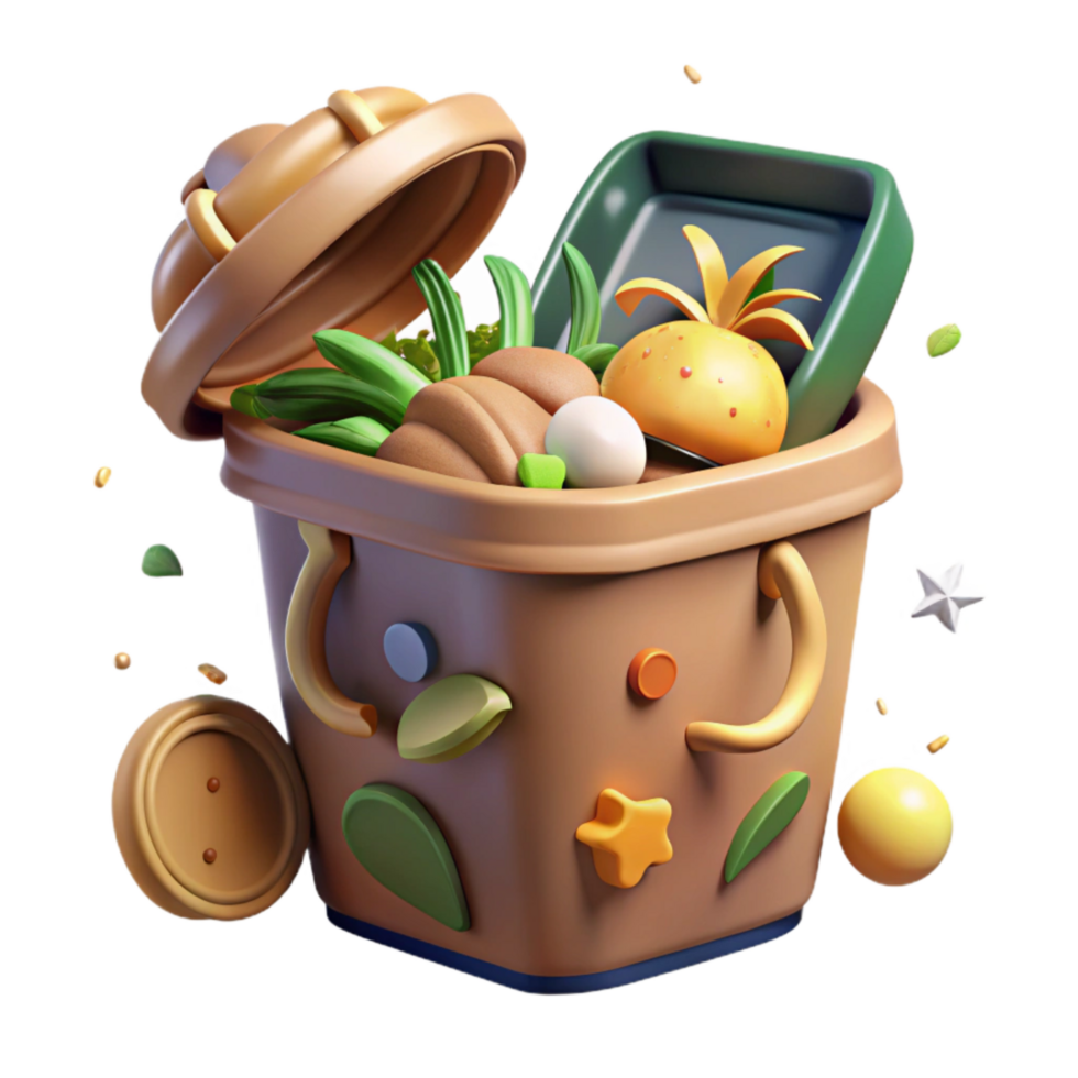 wonderful abstract Compost Bin with Food Scraps Isolated Cutout genuine png