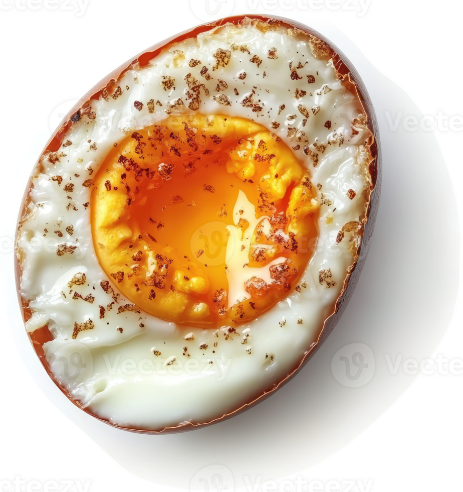 A halved hard-boiled egg with a seasoned yolk. png
