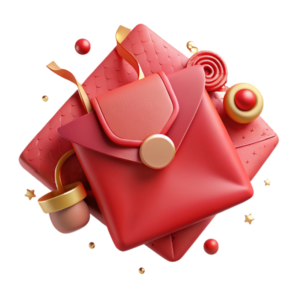 elegant minimalist Chinese New Year Red Envelope Front View Cutout authentic png