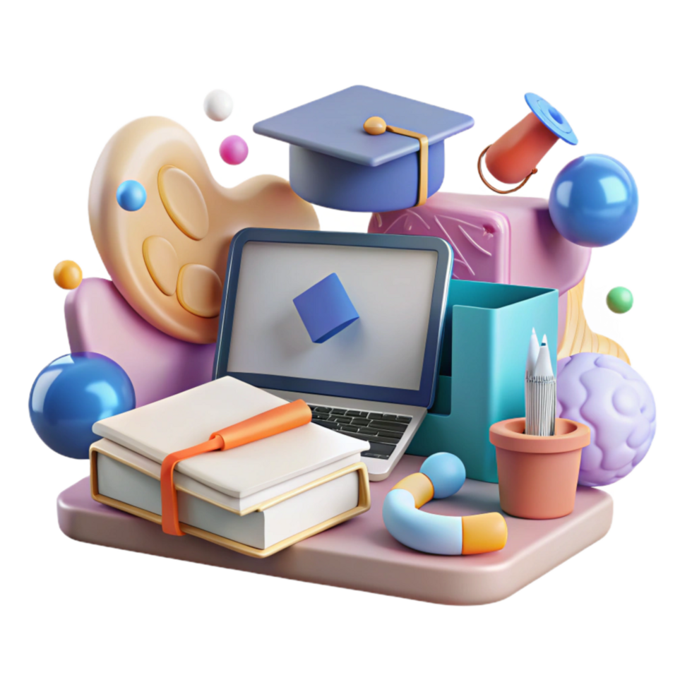 beautiful artistic Blended Learning Icon Classroom and Laptop Cutout professional png