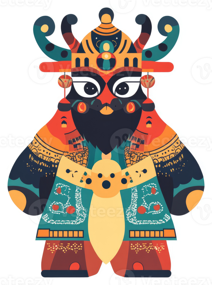 A colorful, stylized illustration of a mythical figure. png