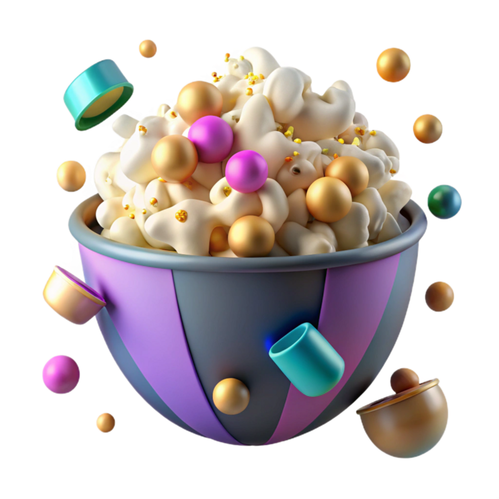 extraordinary creative Bowl of Popcorn Isolated high quality png