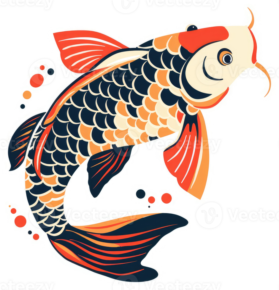 Vibrant koi fish design with intricate scales. png