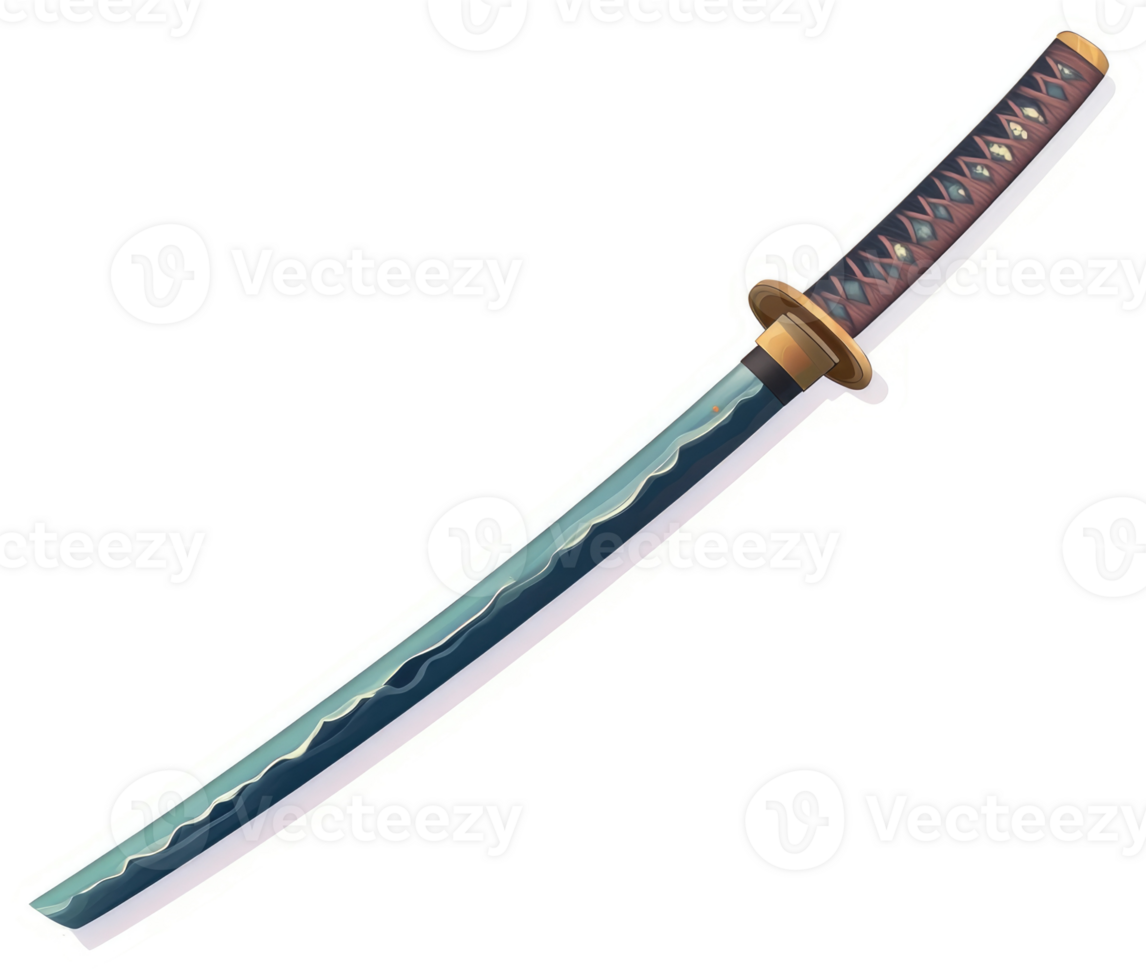 A stylized illustration of a traditional japanese katana. png