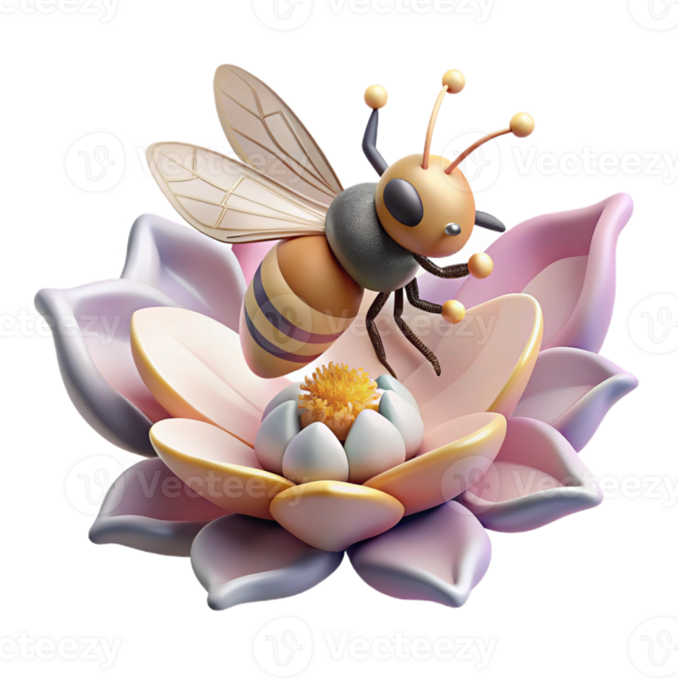 beautiful minimalist Bee Collecting Pollen From Daisy Isolated professional png