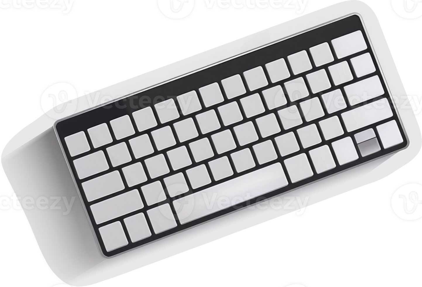 A top-down view of a modern, light gray computer keyboard. png