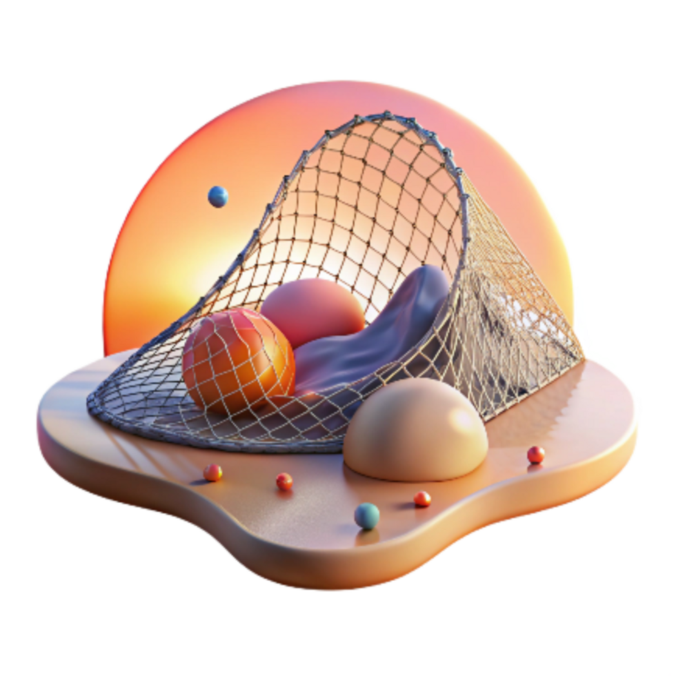 stunning abstract Empty Fishing Net in Sunset Cutout png