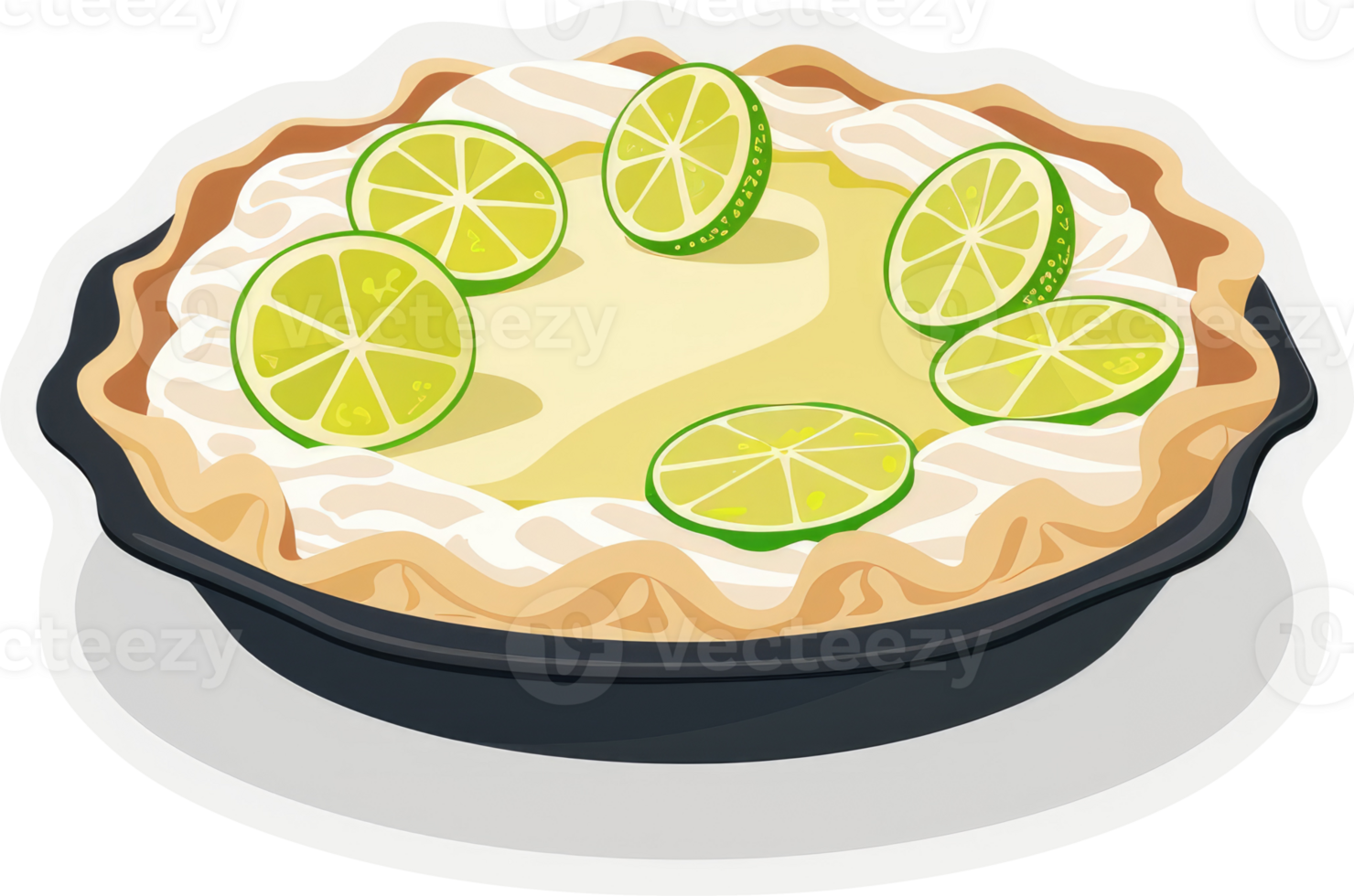 A delectable lime pie in a cast iron pan. png