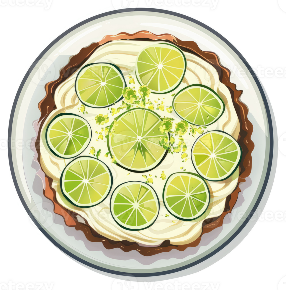 A delectable lime tart with a creamy topping. png