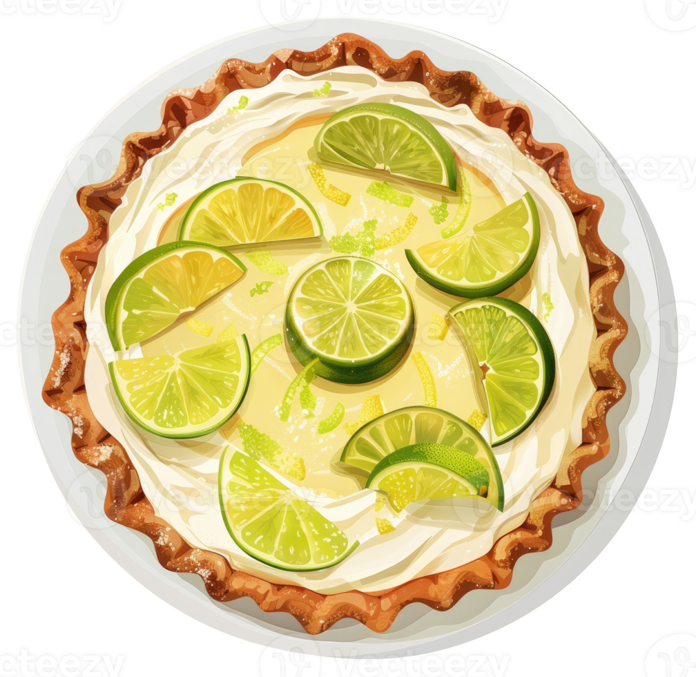 A delectable lime pie with fresh lime slices. png