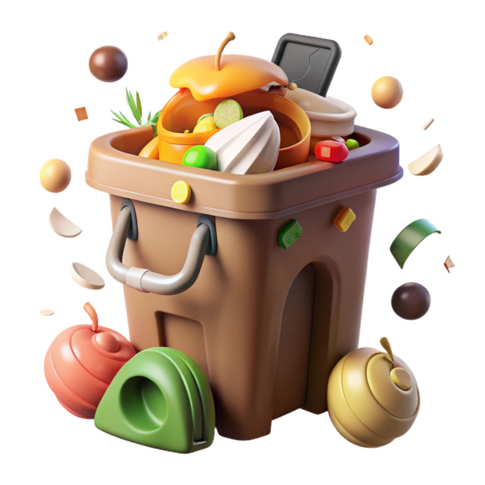impressive traditional Compost Bin with Food Scraps Isolated Cutout detailed png
