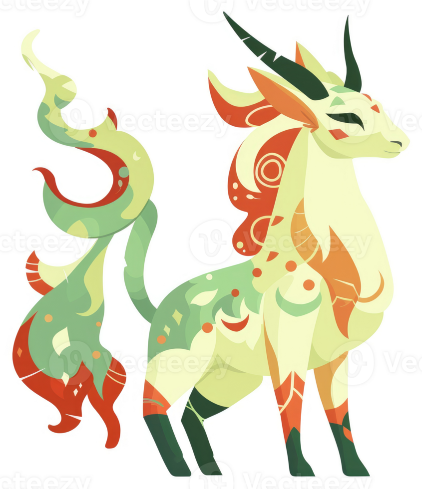 A stylized illustration of a mythical creature with ornate patterns. png