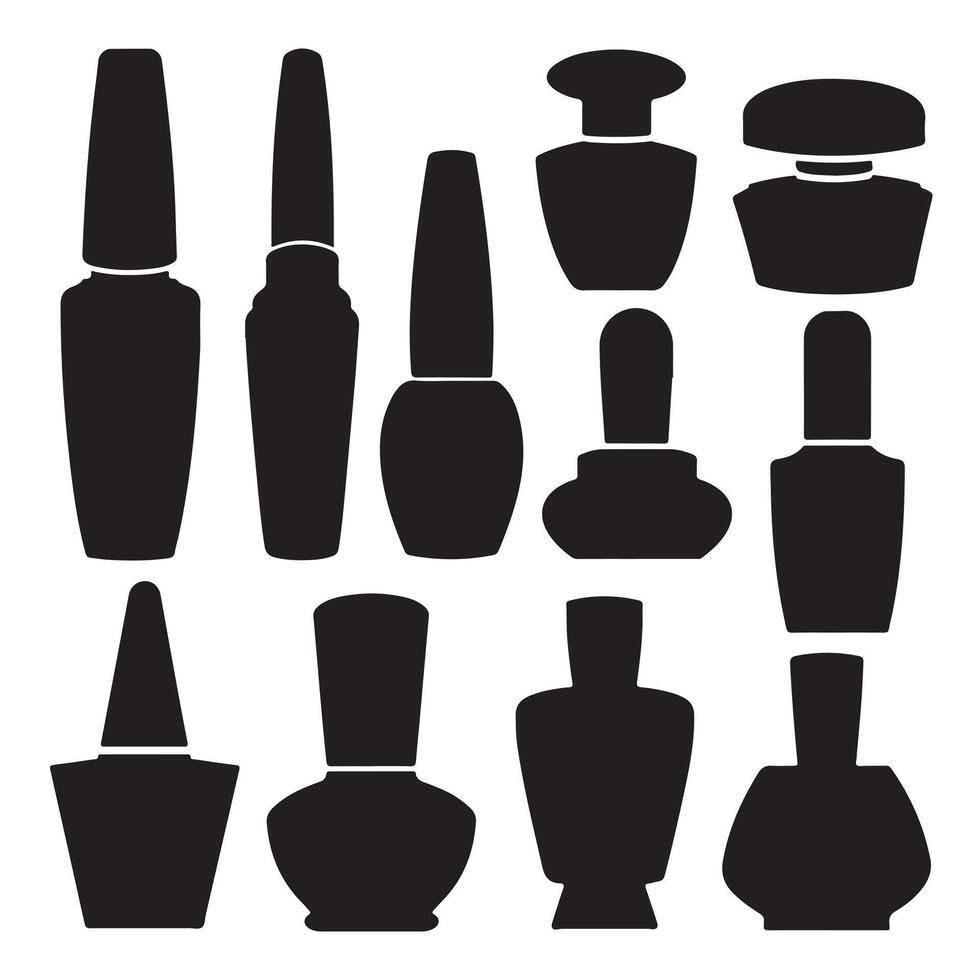 Nail polish bottles and bottles set of icons illustration vector