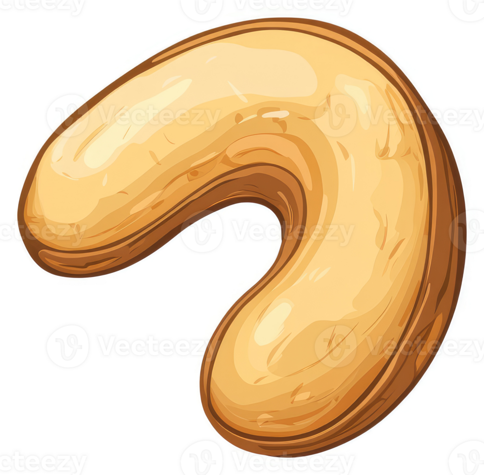 A single cashew nut, illustrated in vibrant tones. png