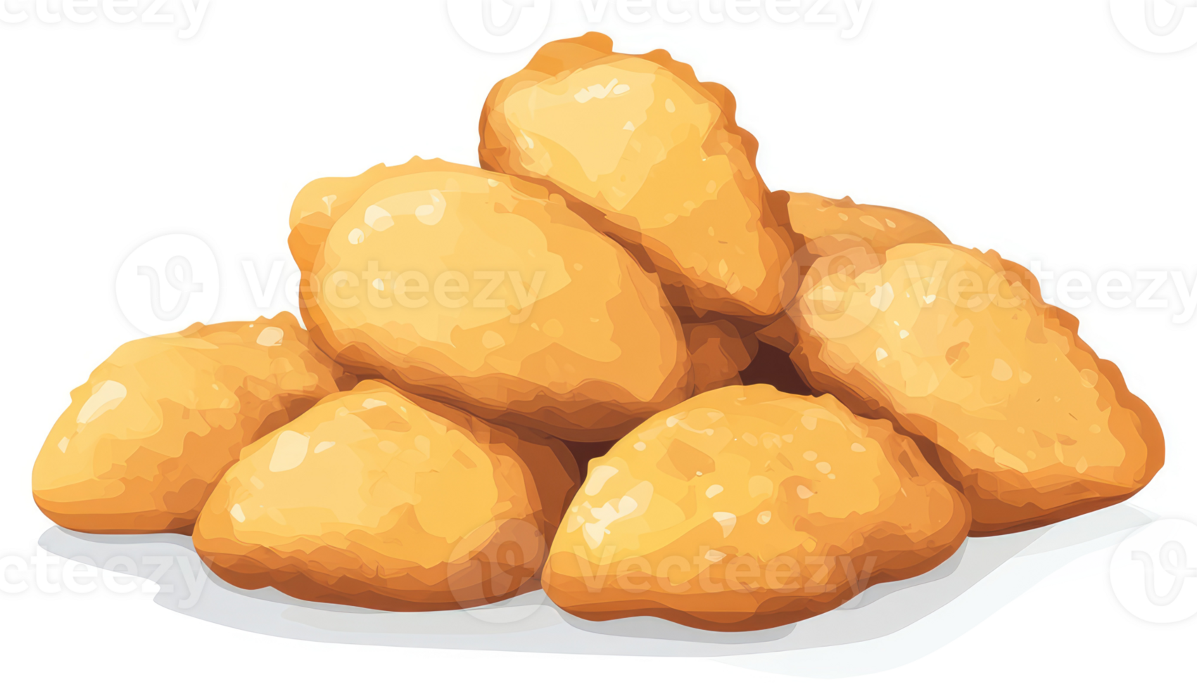 A pile of crispy golden fried chicken pieces. png