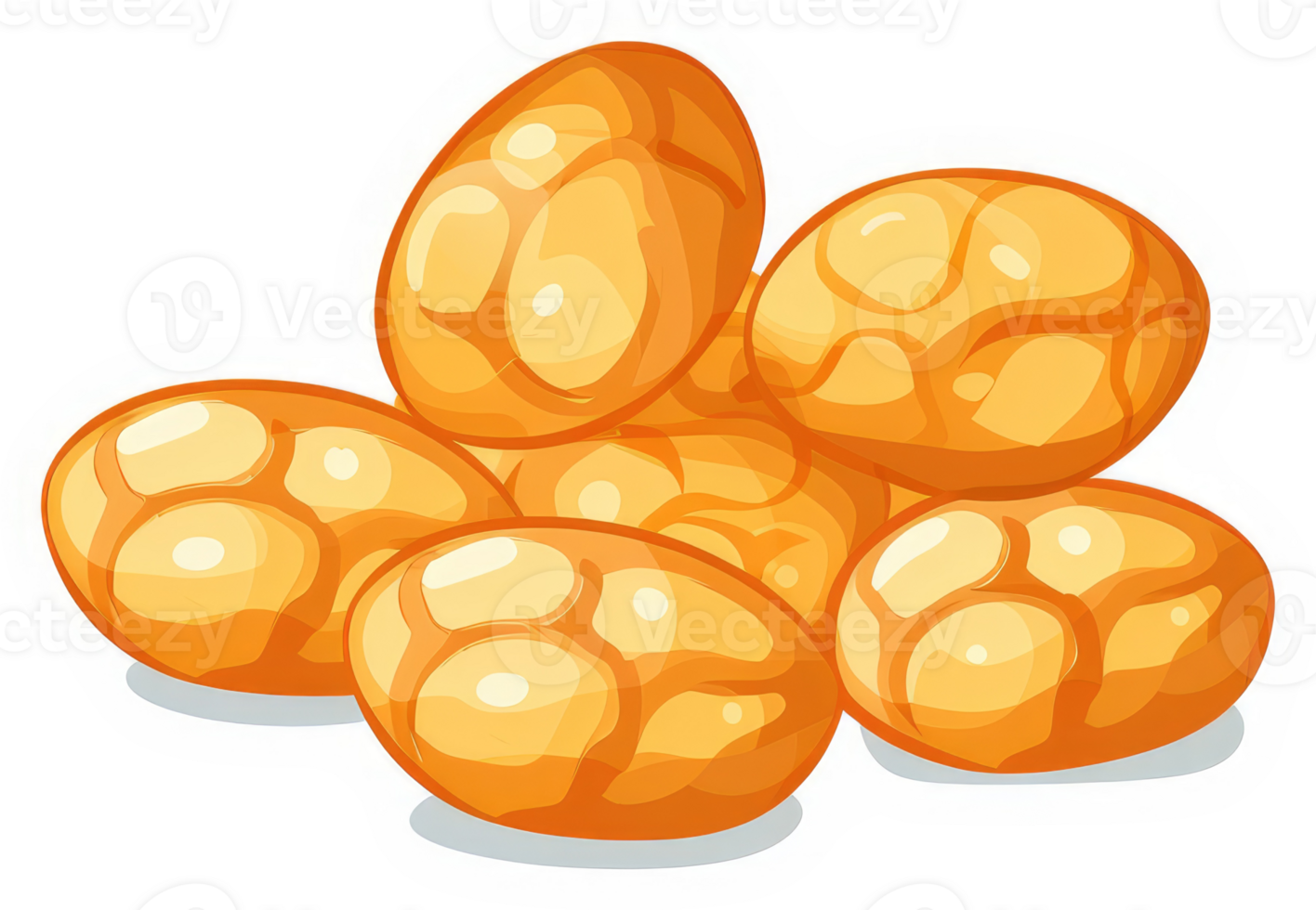A cluster of golden, textured, dried fruits. png